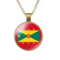 Vintage bronzen legering ketting met een ronde glazen hangertje en nationaal vlag ontwerp. - Speciale Nationale Vlag Stijl (样式60)