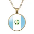 Vintage brons legering ronde hanger ketting met Guatemala vlag ontwerp voor heren. - Guatemala Nationale Vlag Stijl (样式61)