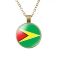 Guyana vlag glas cabochon hangketting retro bronskleurige ketting heren mode sieraden - Guyana Vlag Stijl (样式64)