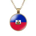 Vintage bronzen ronde hanger ketting met het nationale vlagontwerp van Haïti en ketting. - Haïti Vlag Stijl (样式65)