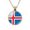 Vintage brons legering ronde hanger ketting met IJsland vlag ontwerp voor dagelijks. - IJsland Vlag Stijl (样式68)
