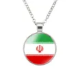 Iran vlag glas hanger ketting retro mode legering sleutelbeen ketting voor mannen - Iran Vlag Stijl (样式71)