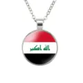 Heren retro hip-hop legering hanger ketting met nationaal vlag glas cabochon ontwerp. - Stijl Nationale Vlag van Irak (样式72)