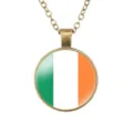Vintage Ierland vlag hanger ketting met bronzen ketting, stijlvolle ronde glazen sieraden. - Stijl Nationale Vlag van Ierland (样式73)