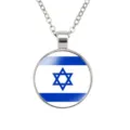 Zilverkleurige ketting met ronde Israëlische vlag hanger voor heren trendy sieraden - Stijl Nationale Vlag van Israël (样式74)