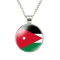 Heren vintage hip-hop legering ketting met een ronde Jordan vlag glas hanger. - Stijl Nationale Vlag van Jordanië (样式78)