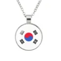 Zilveren metalen ketting met ronde Zuid-Korea vlag hanger stijlvolle mode sieraden voor heren - Stijl Nationale Vlag van Zuid-Korea (样式81)