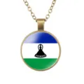 Vintage Lesotho vlag glas cabochon hanger ketting legering retro ketting heren sieraden - Lesotho Nationale Vlag Stijl (样式86)