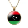 Vintage Libië nationale vlag hanger ketting, retro bronskleurig legering sieraden cadeau - Libië Nationale Vlag Stijl (样式88)