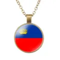 Liechtenstein vlag hanger ketting retro legering ronde ketting mode sieraden heren accessoire - Liechtenstein Nationale Vlag Stijl (样式89)
