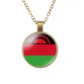 Retro bronzen legering ketting met ronde Malawi vlag glazen hanger herenmode sieraden. - Malawi Nationale Vlag Stijl (样式94)