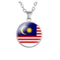 Maleisië vlag glas koepel hanger ketting stijlvolle metalen ketting sieraden unisex - Maleisië Nationale Vlag Stijl (样式95)