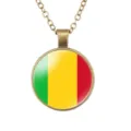 Mali vlag hanger ketting brons legering glazen koepel vintage ketting mode sieraden - Mali Nationale Vlag Stijl (样式96)