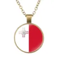 Malta vlag hanger ketting, vintage bronslegering ketting, stijlvolle nationale embleem sieraden voor heren. - Malta Nationale Vlag Stijl (样式97)