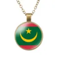 Vintage Mauritanie vlag ronde hangketting met bronzen legering voor heren dagelijks - Mauritanië Nationale Vlag Stijl (样式98)