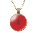 Vintage brons ketting met Marokko vlag glas hanger retro legering mode sieraden - Marokko Vlag Stijl (样式103)