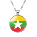 Myanmar vlag hanger halsketting voor heren, vintage legering sleutelbeen ketting - Myanmar Vlag Stijl (样式105)