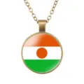 Vintage bronzen Niger vlag hanger ketting, stijlvolle glazen cabochon legering ketting accessoire. - Niger Vlag Stijl (样式108)