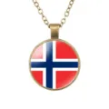 Noorse vlag glazen koepel hanger ketting met vintage bronskleurige ketting voor dagelijks gebruik - Noorwegen Vlag Stijl (样式111)