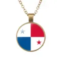 Vintage Panama vlag glas cabochon hanger ketting met antieke bronskleurige legering mooi. - Panama Nationale Vlag Stijl (样式115)