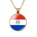 Vintage Paraguay vlag glazen koepel hanger ketting, brons legering ketting sieraden. - Paraguay Nationale Vlag Stijl (样式116)