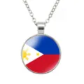 Filippijnse vlag ronde hanger ketting van zilverkleurige legering, stijlvolle onafhankelijkheidsdag. - Filipijnen Nationale Vlag Stijl (样式119)