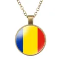 Vintage bronslegering ronde hanger ketting met nationale vlag patroon voor dagelijks gebruik - Roemenië Vlag Stijl (样式123) / Brons
