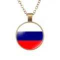 Vintage brons legering ronde Russische vlag hanger ketting voor heren hiphop mode. - Rusland Vlag Stijl (样式124) / Brons