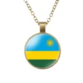 Vintage Rwanda vlag glazen koepel hanger ketting voor heren hiphop legering ketting sieraden - Rwanda Vlag Stijl (样式125) / Brons
