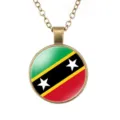 Vintage Saint Kitts en Nevis vlag ronde glazen hangermetalen ketting voor heren mode - Saint Kitts en Nevis Vlag Stijl (样式126) / Brons