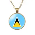 Vintage Sint Lucia vlag hanger ketting retro legering sleutelbeen ketting sieraden - Saint Lucia Vlag Stijl (样式127) / Brons