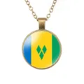 Vintage bronzen ketting met Saint Vincent en de Grenadines vlag glazen hanger sieraad sieraden - Saint Vincent en de Grenadines Vlag Stijl (样式128) / Brons