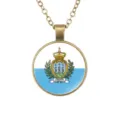 Vintage bronzen San Marino wapenschild hanger ketting heren hip-hop legering sieraden - San Marino Wapen Stijl (样式129) / Brons