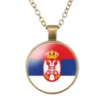 Vintage bronzen legering hanger ketting met de Servische vlag ontwerp voor mannen. - Servië Nationale Vlag Stijl (样式132)