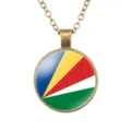 Vintage bronzen legering hanger ketting met het nationale vlag ontwerp van de Seychellen unisex. - Seychellen Nationale Vlag Stijl (样式133)