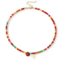 Colorful dopamine beaded clavicle chain necklace with letter F and sports ball pendant. - Style 7 - Letter A / Colorful