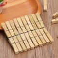 Set of natural bamboo clothespins with strong metal springs for laundry and drying clothes - 20 Pieces/Set