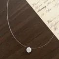 Collana con ciondolo solitario minimalista su lenza trasparente, elegante gioiello. - #8 collana - argento - 8mm