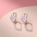 925 Sterling Silber Katzenpfote Creolen mit rosa Kristall Zirkon - 925er Silber / Silber-Rosa Zirkonia