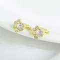 Elegante Katzenpfoten-Ohrstecker aus S925 Silber mit herzförmigen Zirkonia in Goldoptik - 925er Silber / Gold-Weißer Zirkonia