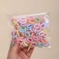 Colorful small hair rubber bands elastic hair rings macaron hair ties for daily styling - Cream Color OPP Bag
