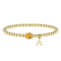 Bracciale di perline dorate con ciondolo lettera A e pietra portafortuna ovale da donna gioiello - Novembre-A