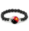 Papua New Guinea flag beaded bracelet elastic black round beads fashion jewelry gift - Papua New Guinea Flag Style (Style 7) / Black
