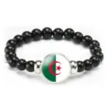 Algerian flag beaded bracelet elastic rope fashion creative couple gift casual jewelry accessory - Algeria Flag Style (Style 8) / Black