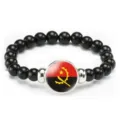Angola flag beaded stretch bracelet black stone beads patriotic jewelry gift for men and women - Angola Flag Style (Style 9) / Black