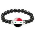 Syria flag beaded bracelet elastic black stone beads fashion national symbol wrist jewelry - Syria Flag Style (Style 21) / Black