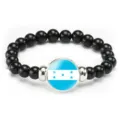 Honduras flag beaded stretch bracelet black round beads fashion unisex daily gift jewelry - Honduras Flag Style (Style 37) / Black
