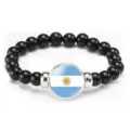 Argentina flag beaded bracelet fashion elastic cord black beads jewelry gift for men women - Argentina Flag Style (Style 44) / Black