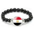 Egypt flag beaded stretch bracelet black stone charm fashion national symbol jewelry gift 2026 - Egypt Flag Style (Style 52) / Black