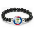 Independence day black beaded bracelet with Belize emblem charm fashion gift for women men - Belize Coat of Arms Style (Style 54) / Black
